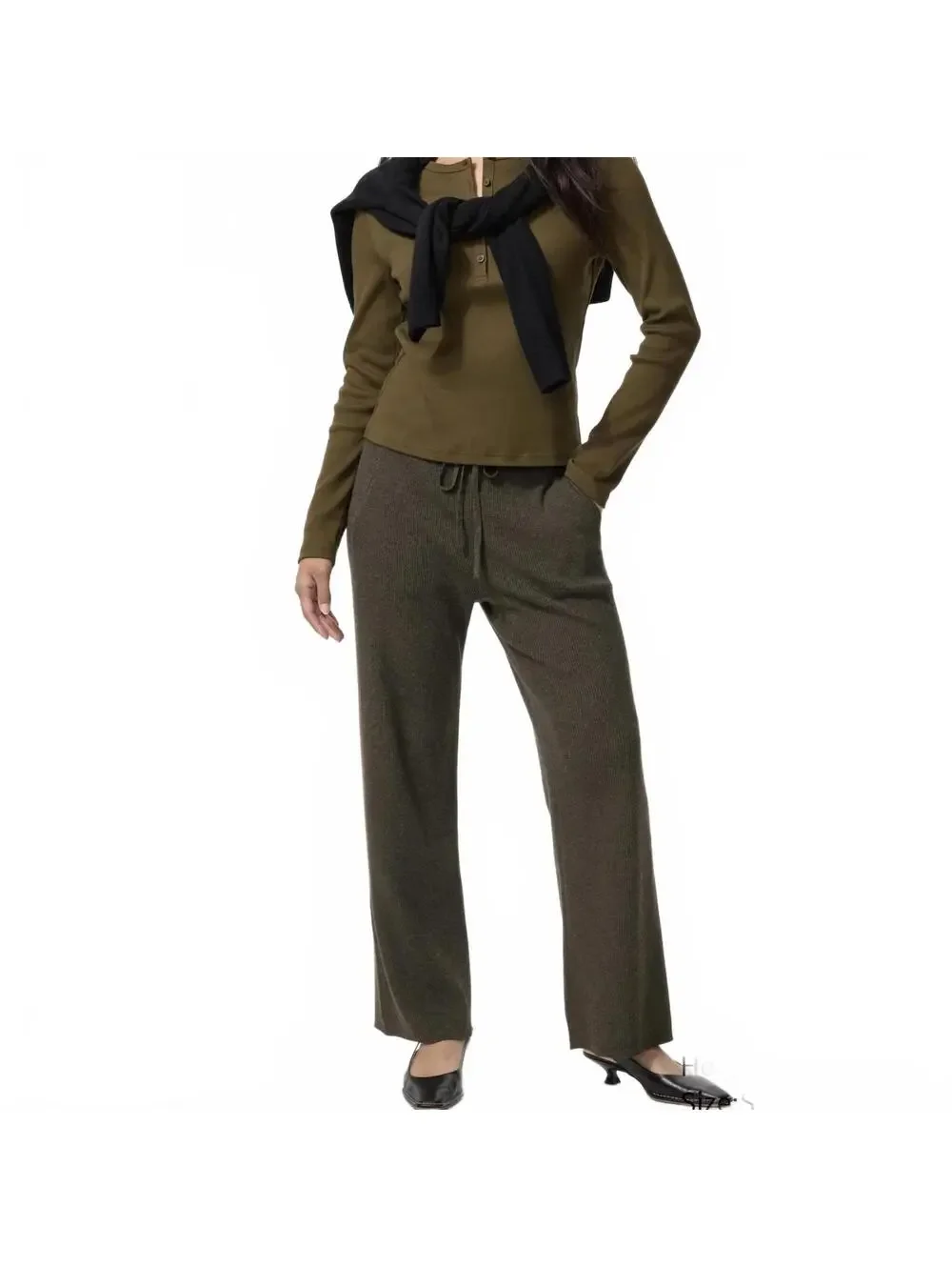 Uniqlo Washable Washable Knit Ribbed Pants NWT Brown Medium